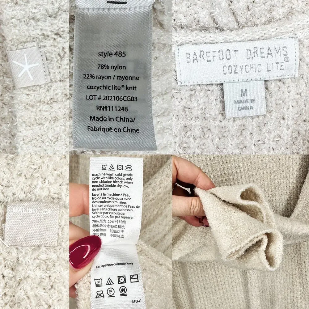 Barefoot Dreams Cozy Chic Lite Coastal Soft Knit Bisque Cardigan Sweater Medium - Picture 12 of 14